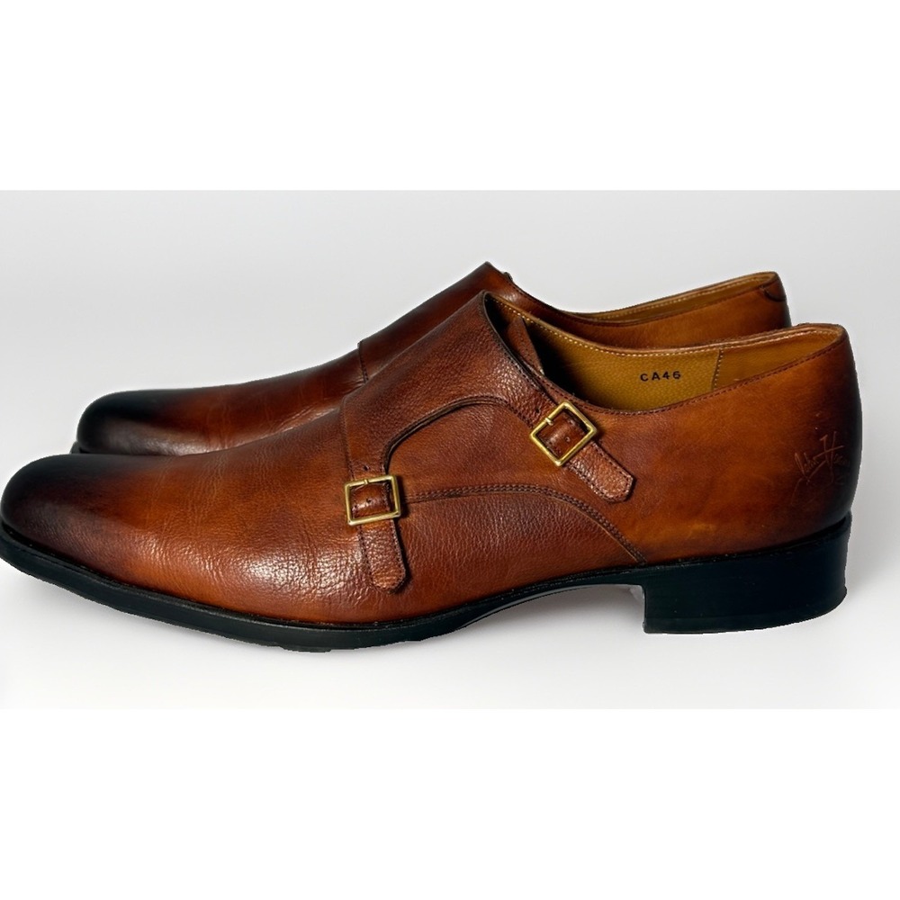 John Fluevog 205 Pine Street Warm Brown Monk Strap Leather Dress Shoes 15 Men's